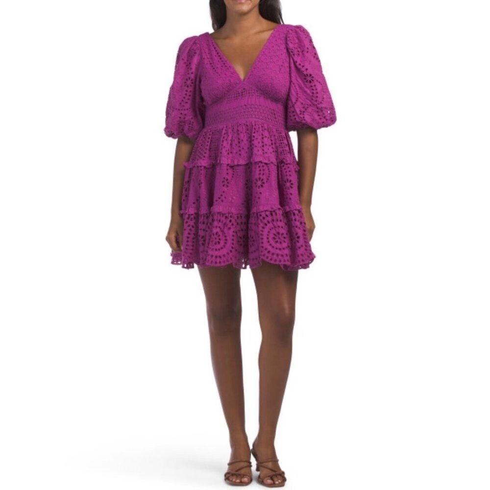 Cynthia Rowley Purple Eyelet Mini Dress NWOT